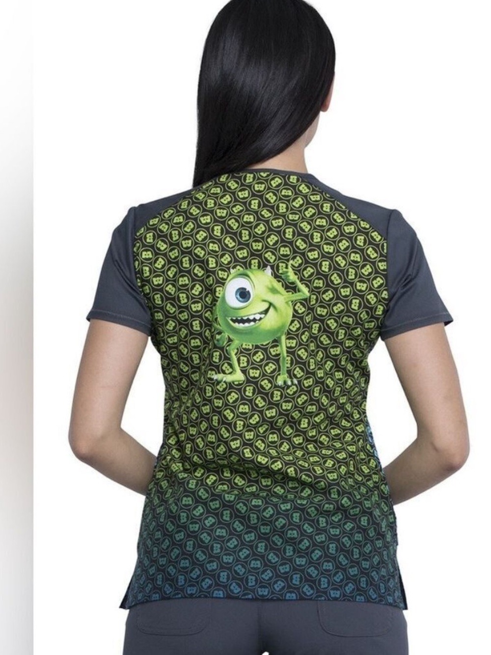 Disney Pixar Monsters Inc. Tooniforms Licensed V-Neck Scrub Top - Size Small